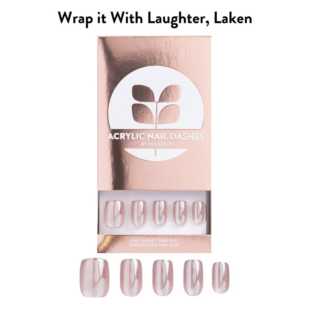 NEW Red Aspen Press-On Nails Laken Acrylic Short Squoval Glazed Neutral